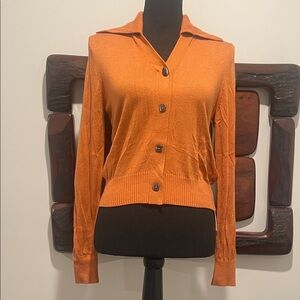 Elegant Orange Women's Button-Up Sweater